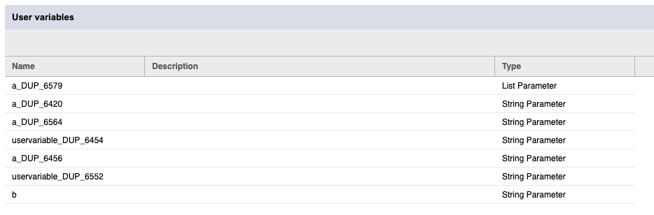 Automatically renamed duplicate user variables